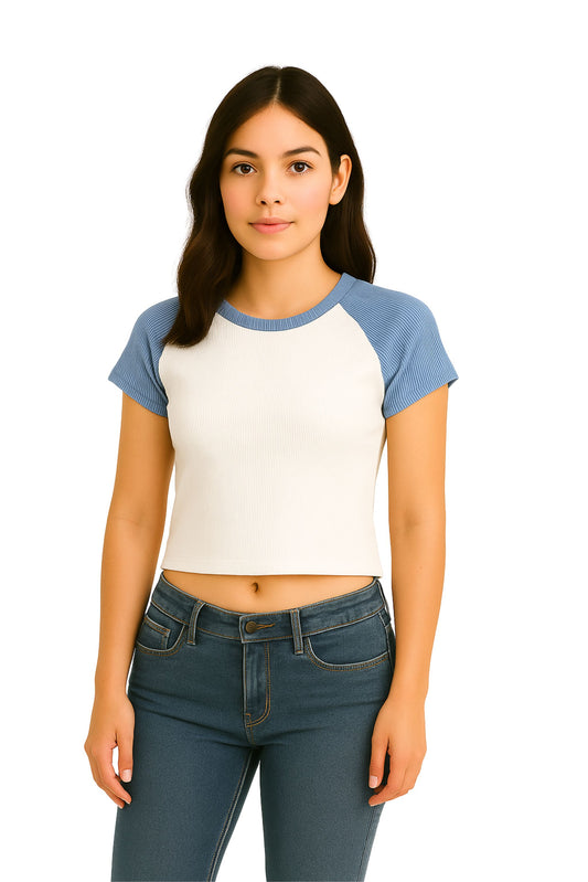 BH CAMISETA CROP RIB COMBINADA 6696