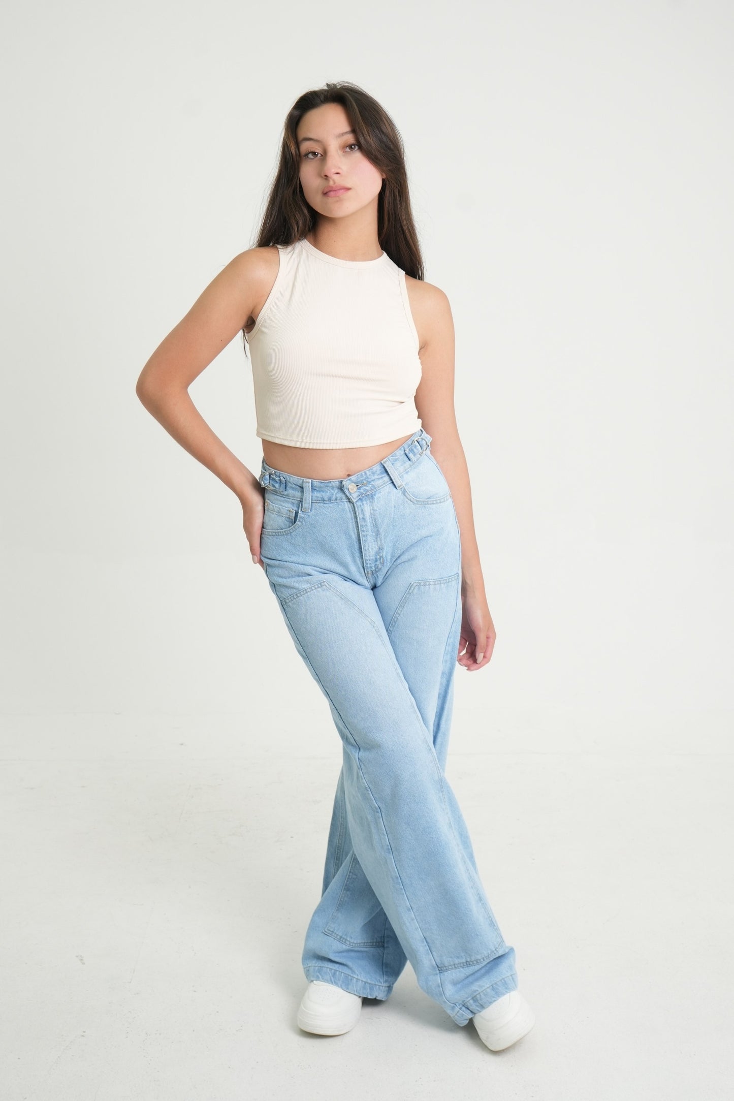 BH TOP CROP RIB MANGA SISA 6702