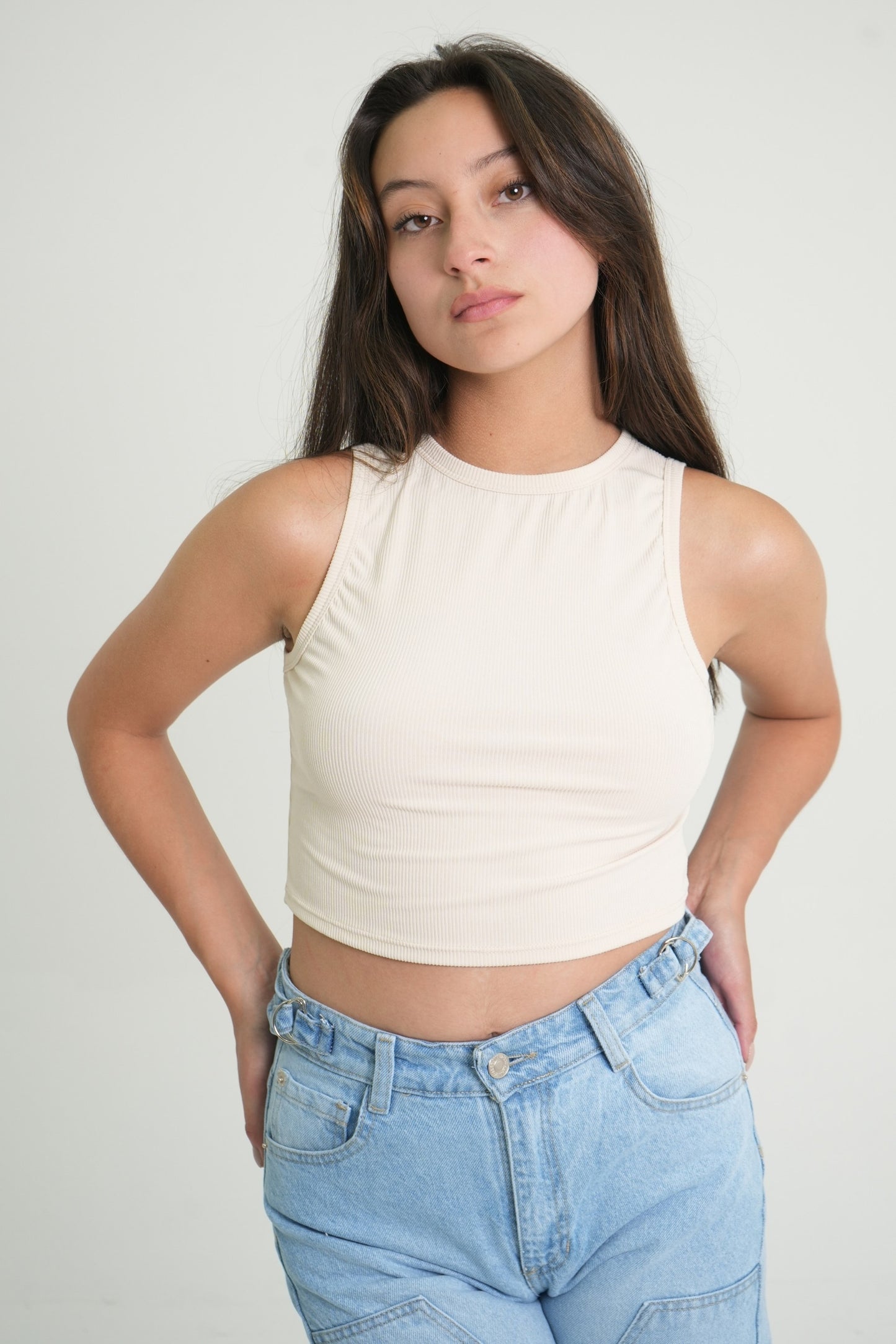 BH TOP CROP RIB MANGA SISA 6702