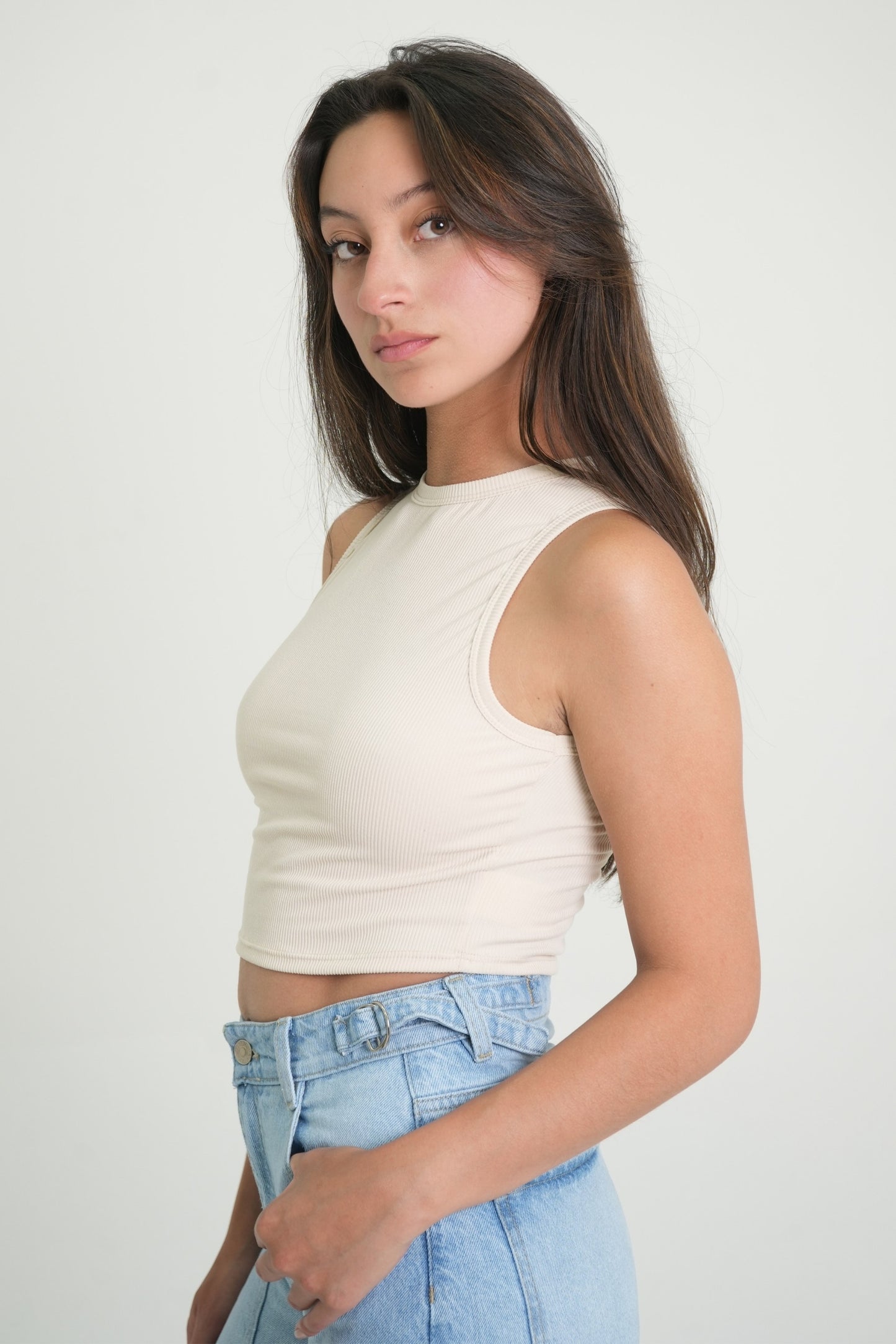 BH TOP CROP RIB MANGA SISA 6702