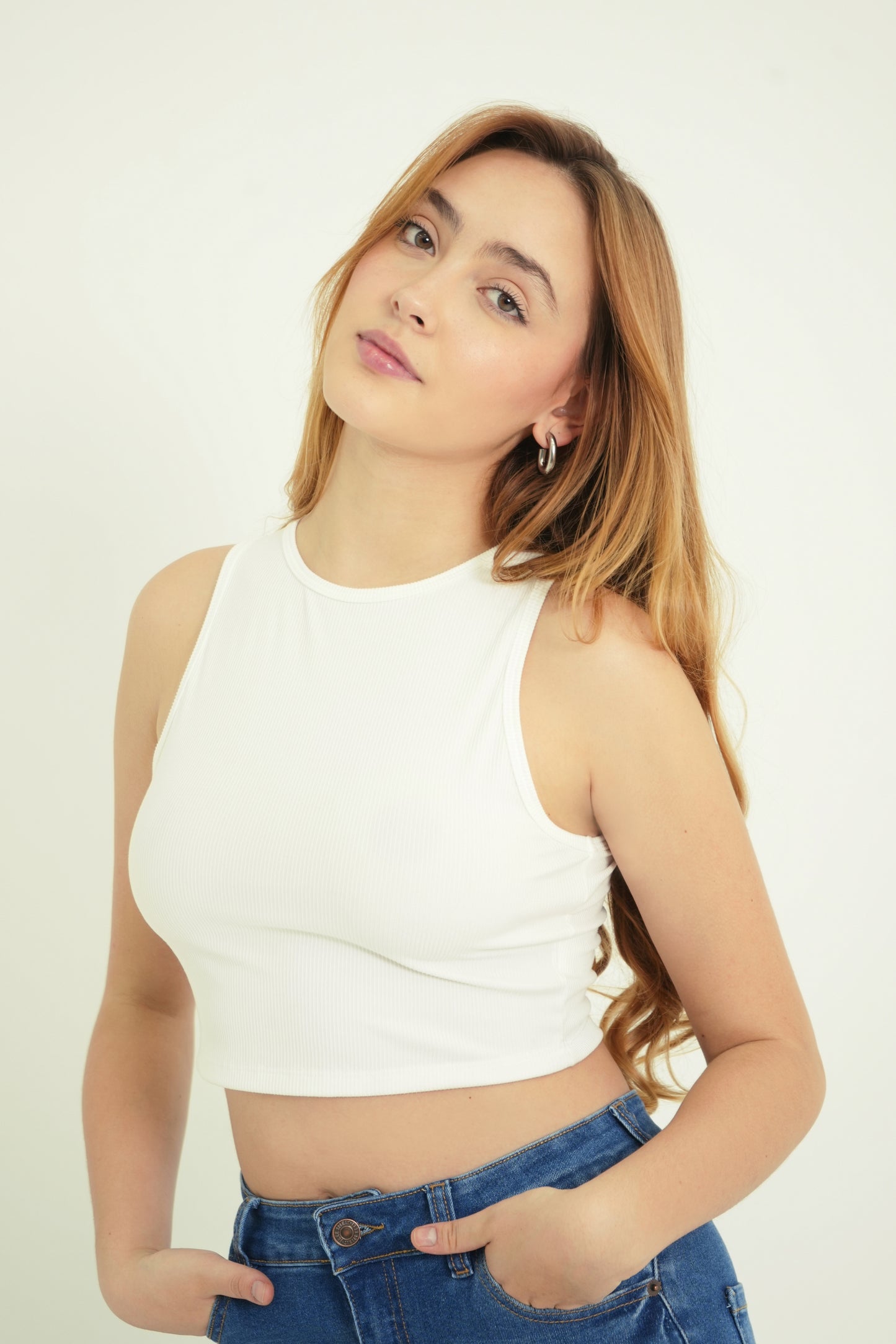 BH TOP CROP RIB MANGA SISA 6702