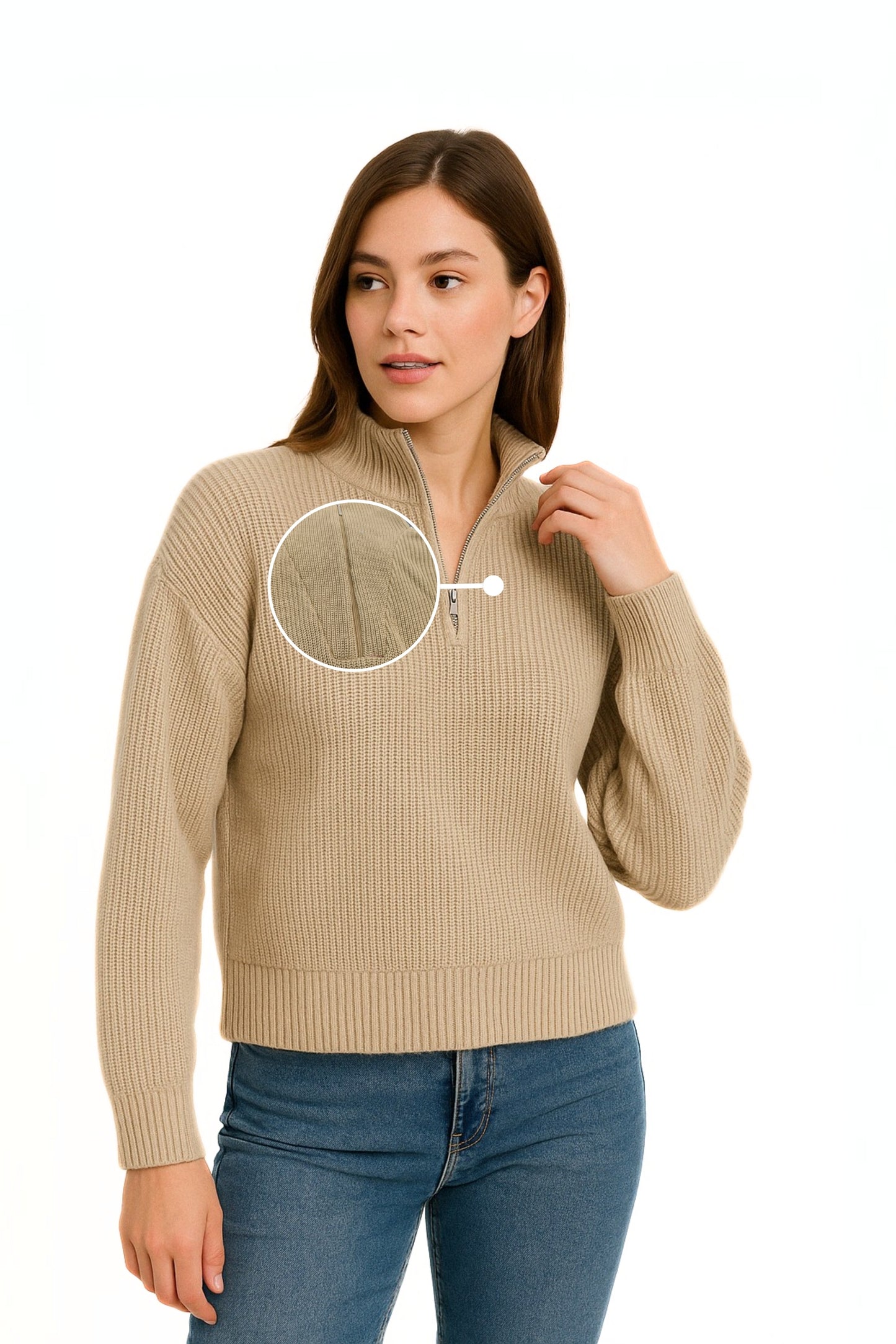 BUZO TEJIDO CUELLO ALTO CREMALLERA 6730