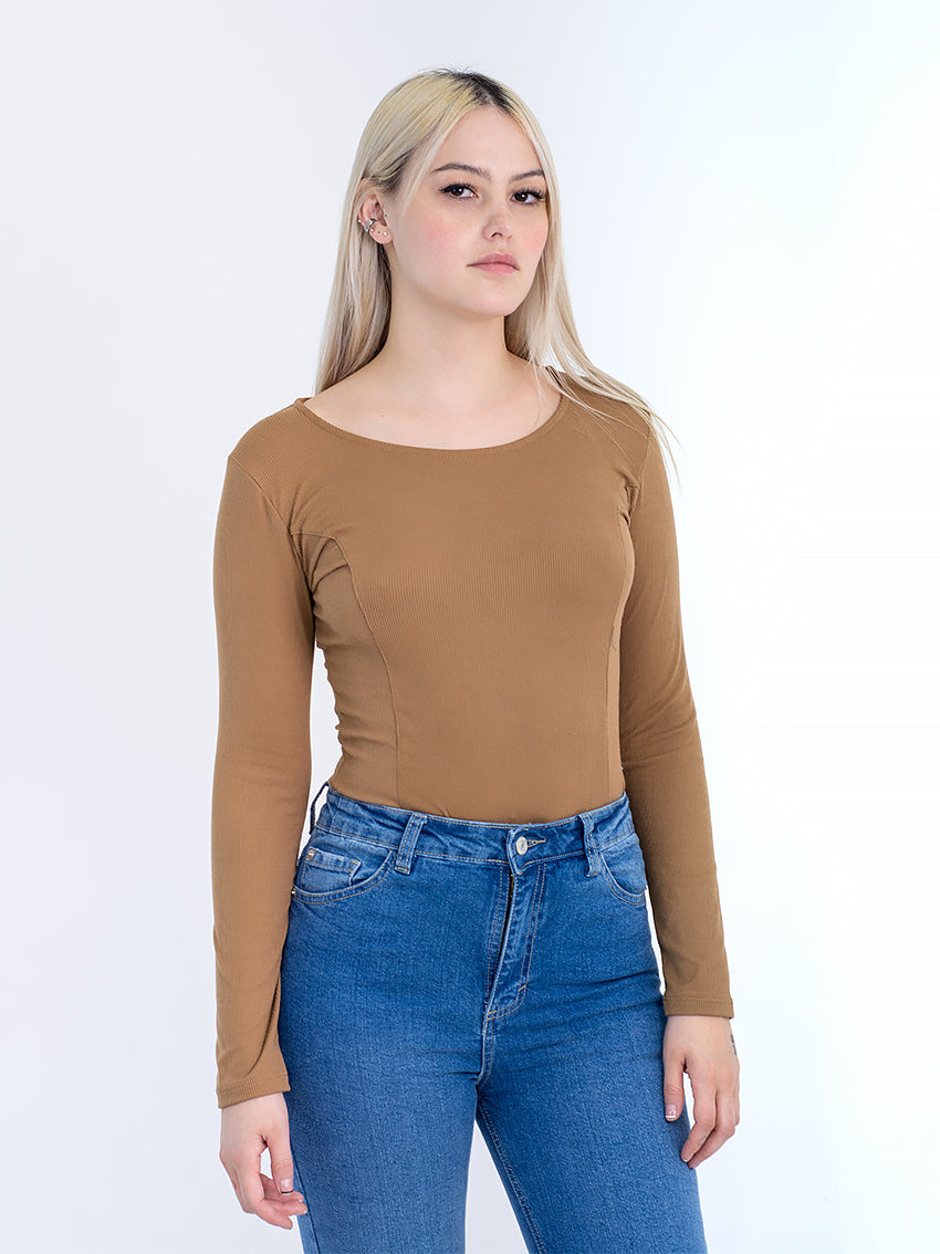 BODY MANGA LARGA AZALEA CAMEL
