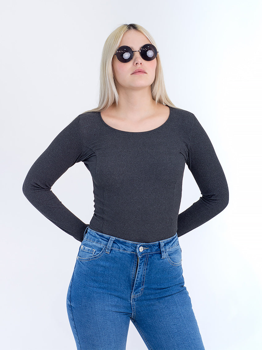 BODY MANGA LARGA AZALEA GRIS