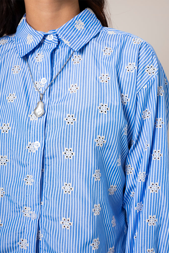CAMISA RAYAS BORDADA E-M 8486.