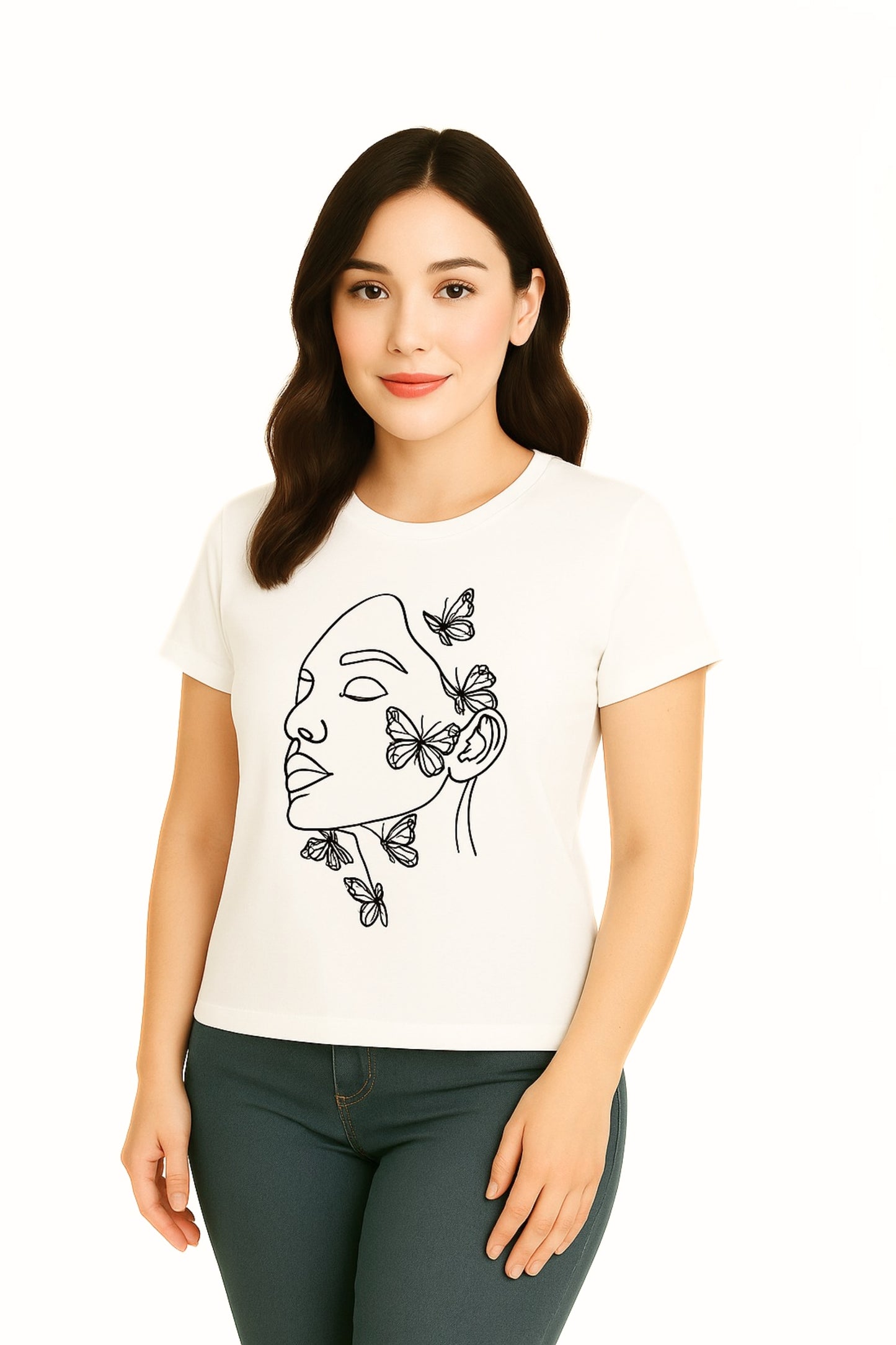 CAMISETA BASICA ROSTRO MARIPOSA THREE