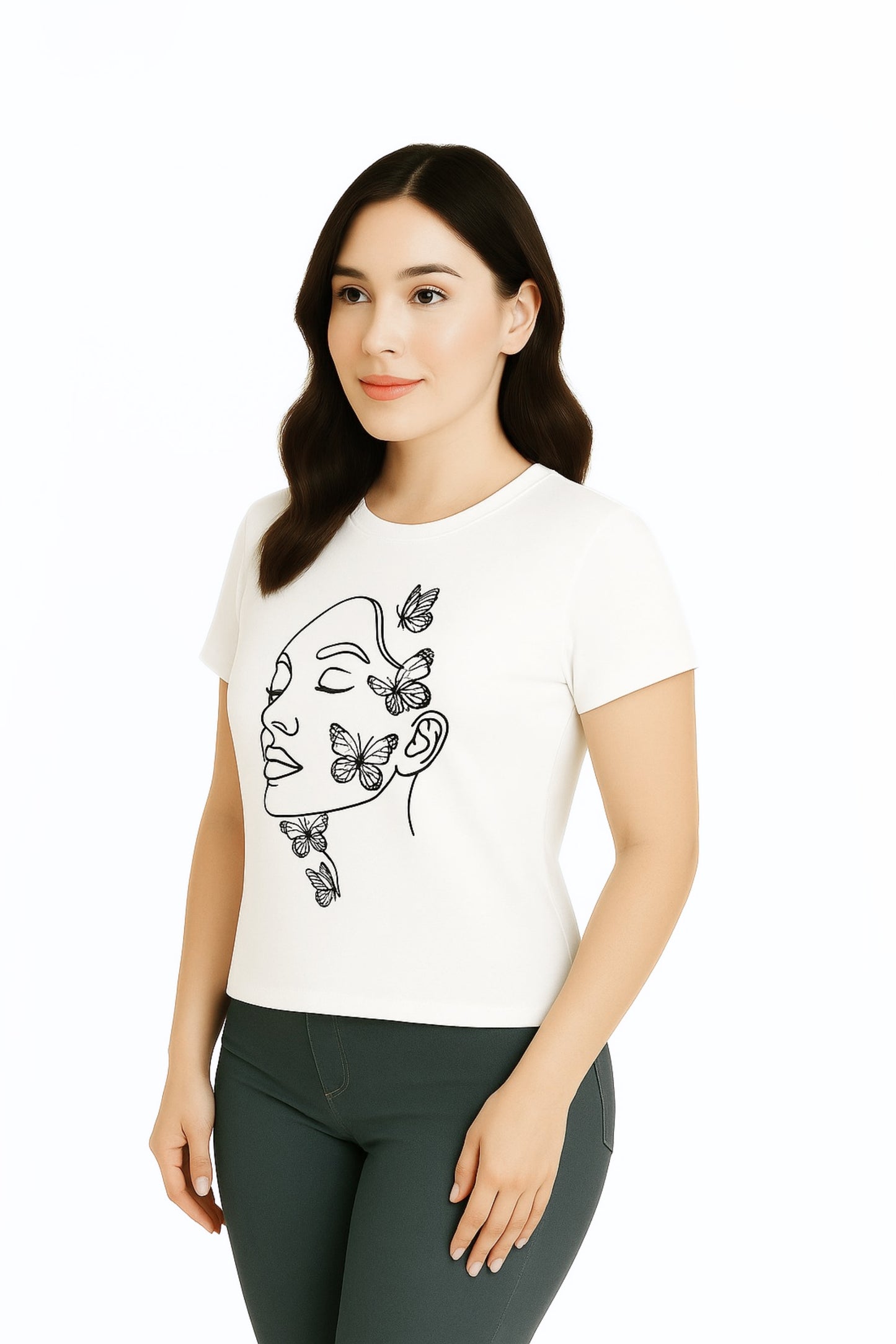 CAMISETA BASICA ROSTRO MARIPOSA THREE