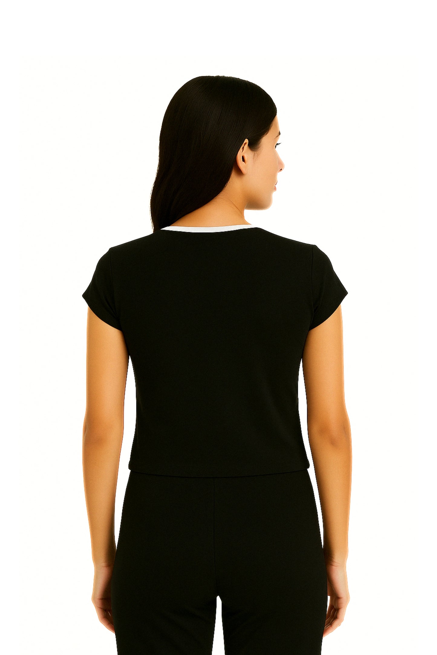 CAMISETA CROP SLIM FIT ESCOTE EN V 7161