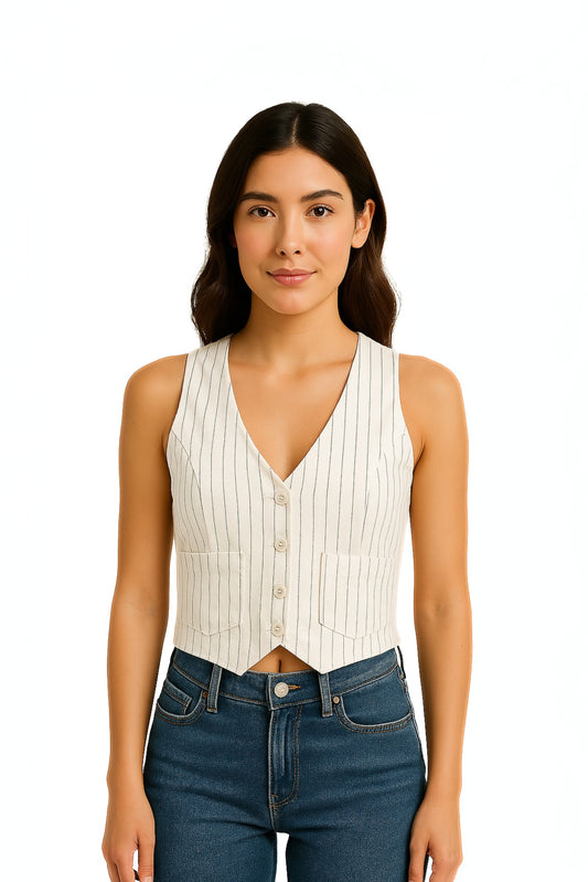 CHALECO DENIM RAYAS 6891