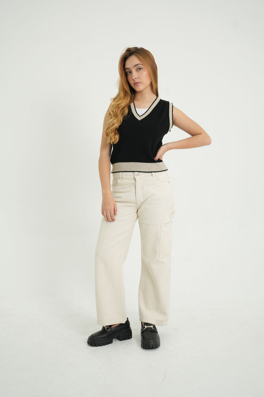 CHALECO TEJIDO CONTRASTE 7268