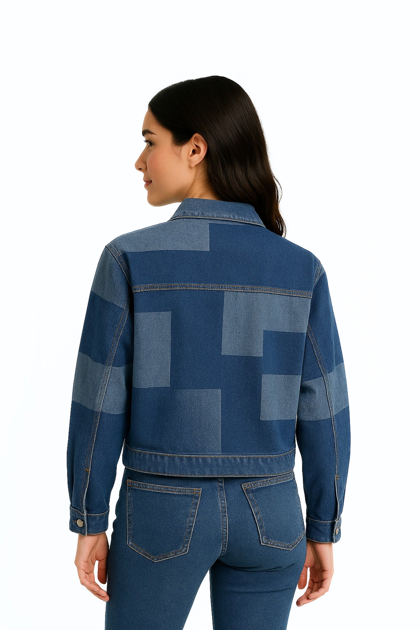 CHAQUETA CORTA DENIM PATCHWORK 7130