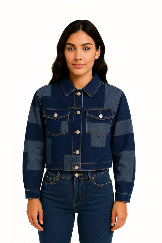 CHAQUETA CORTA DENIM PATCHWORK 7130
