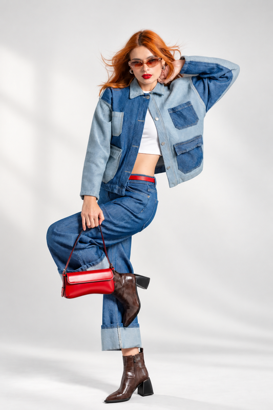 CHAQUETA DENIM PATCHWORK B-M 7553