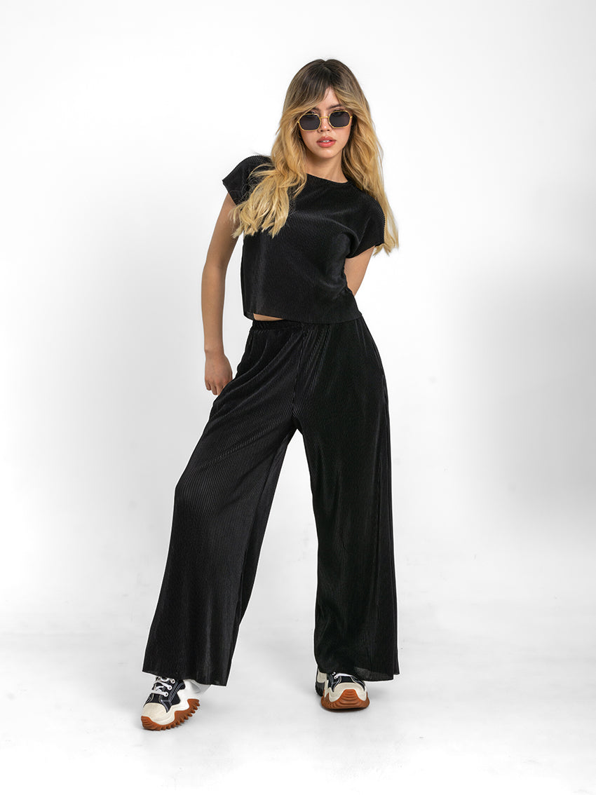 PANTALON PLIZADO ADELE NEGRO
