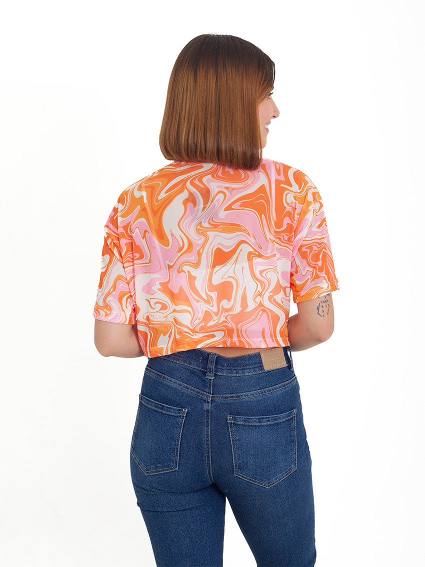 CAMISETA CROP MALU NARANJA