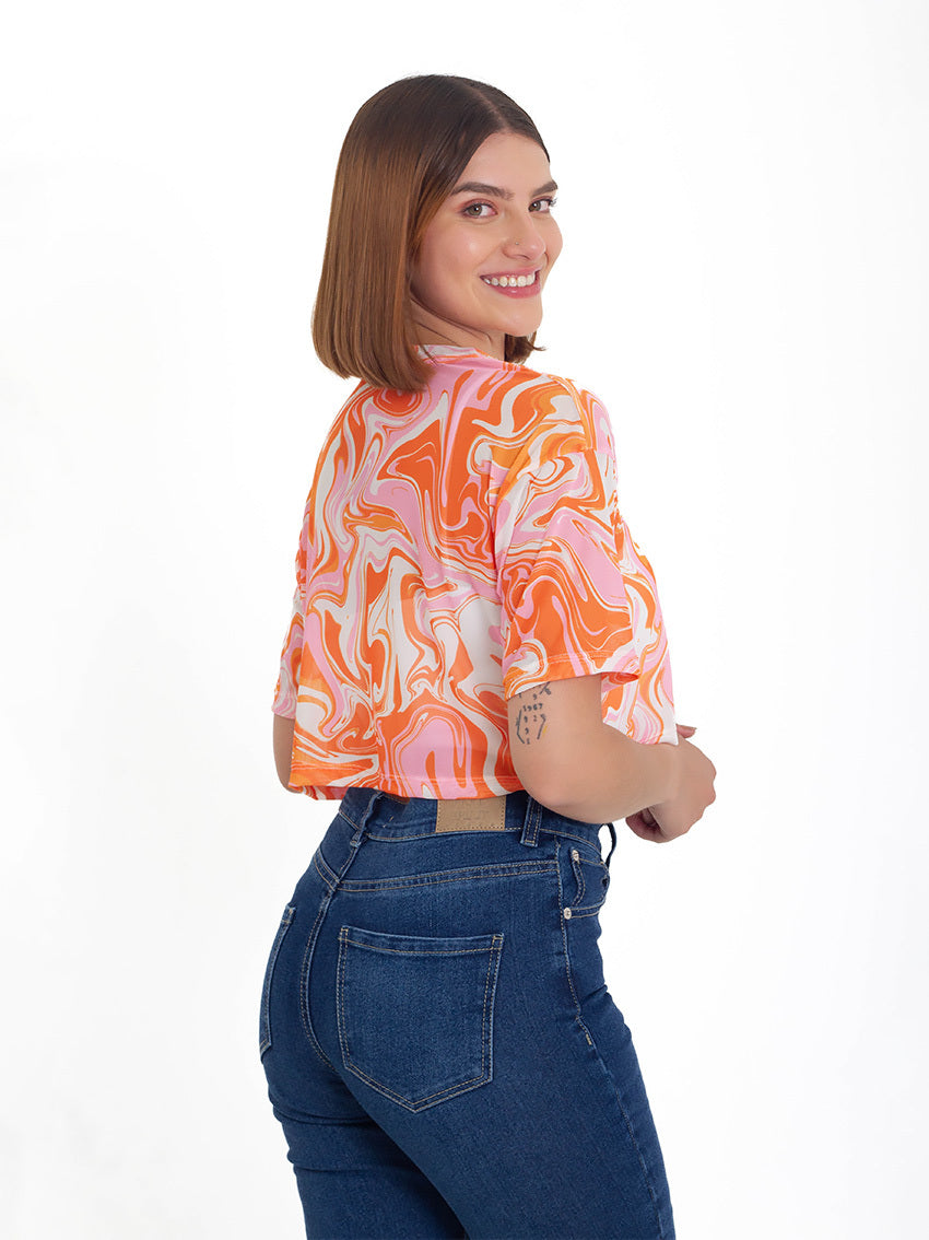CAMISETA CROP MALU NARANJA