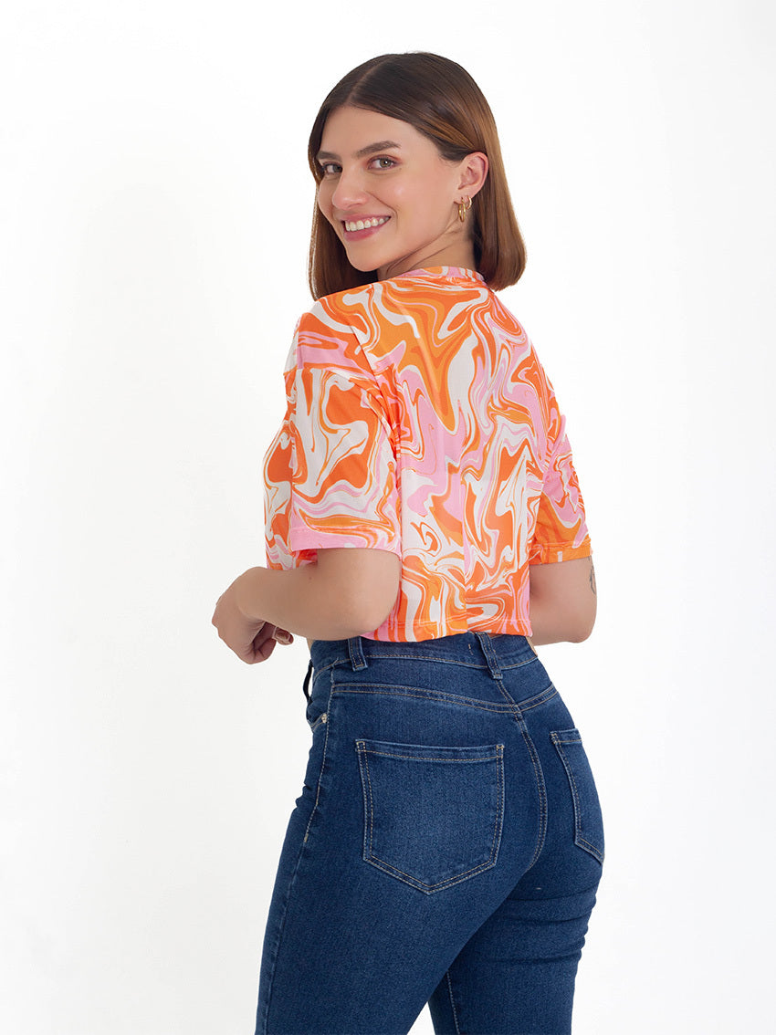 CAMISETA CROP MALU NARANJA