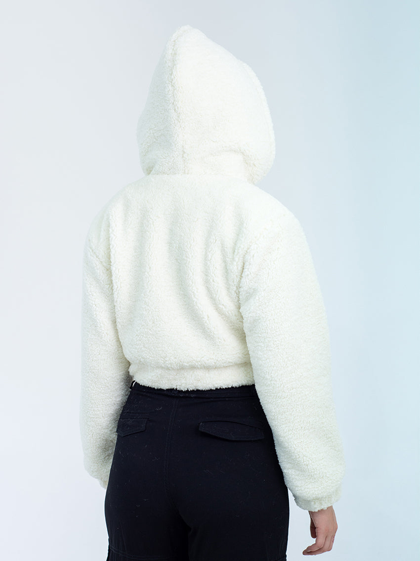 CHAQUETA CROP BORREGO TIERA IVORY