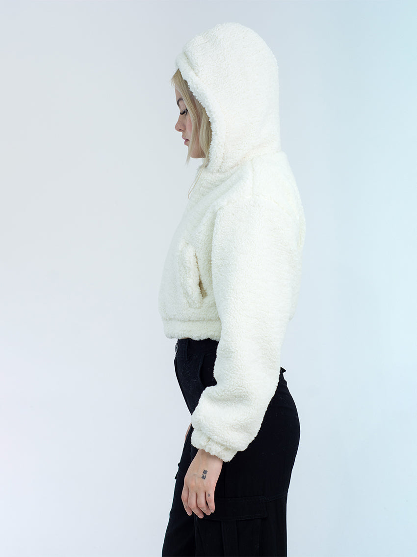 CHAQUETA CROP BORREGO TIERA ROSADO