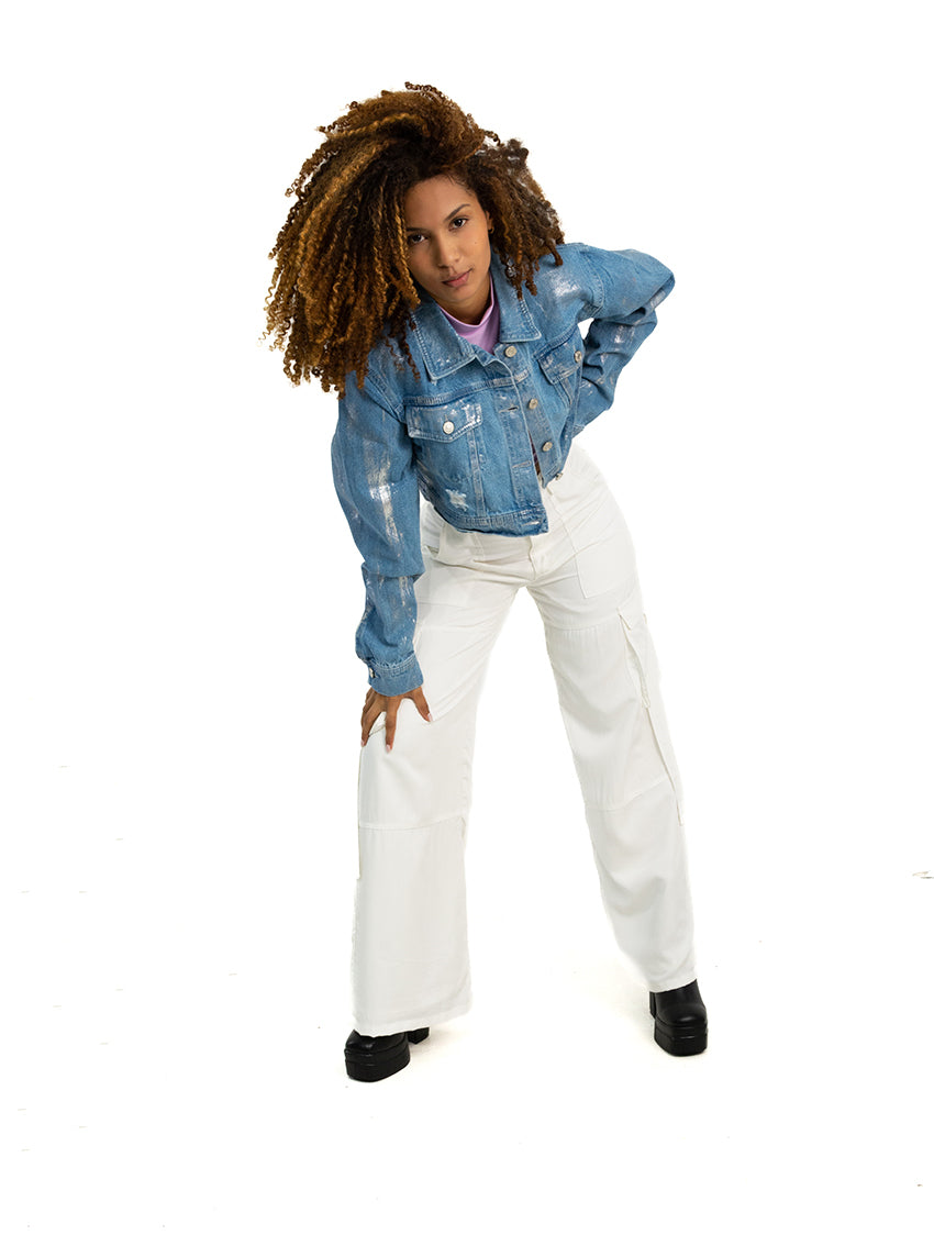 CHAQUETA CROP POMPEYA AZUL