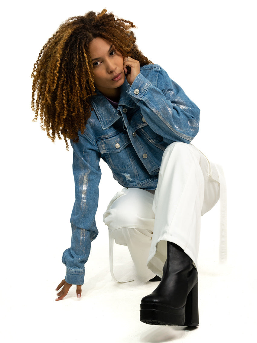 CHAQUETA CROP POMPEYA AZUL