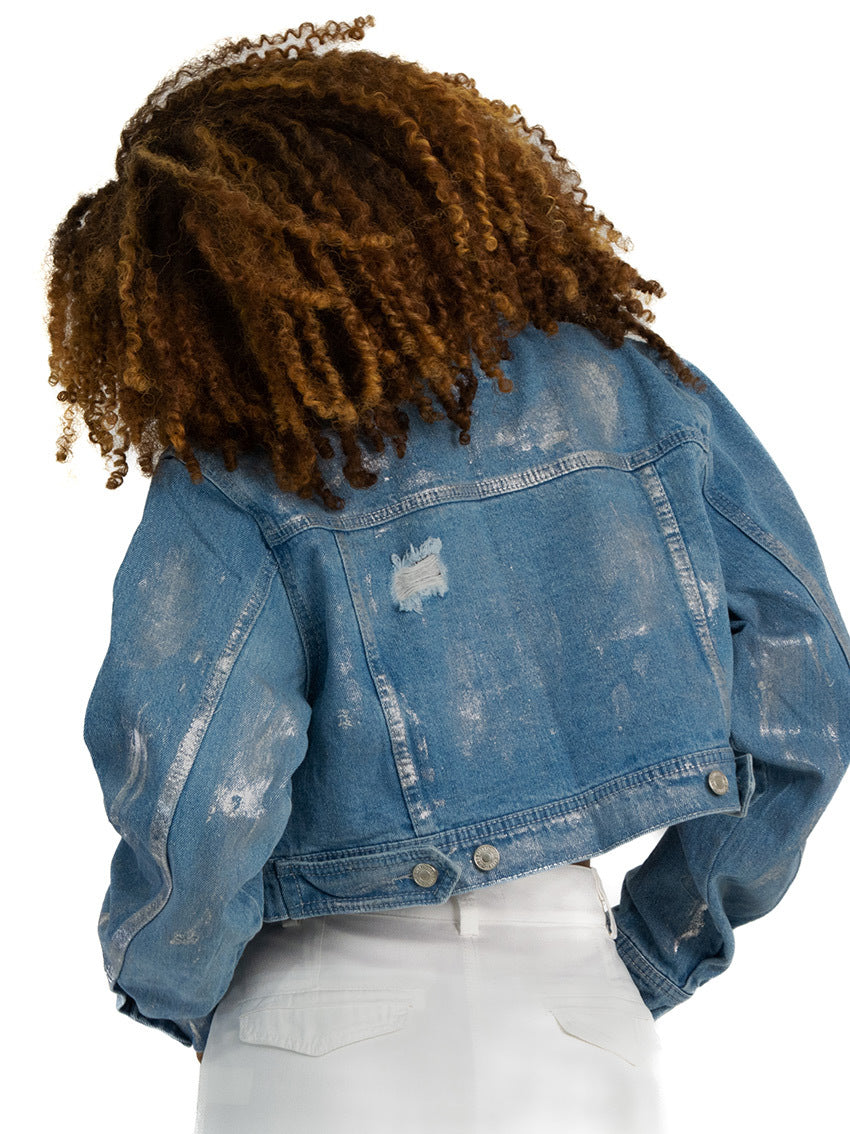 CHAQUETA CROP POMPEYA AZUL