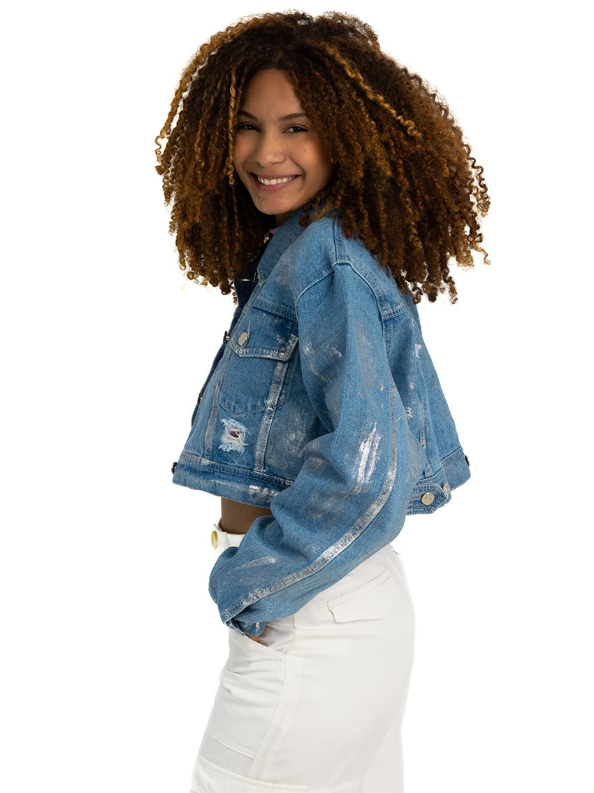 CHAQUETA CROP POMPEYA AZUL