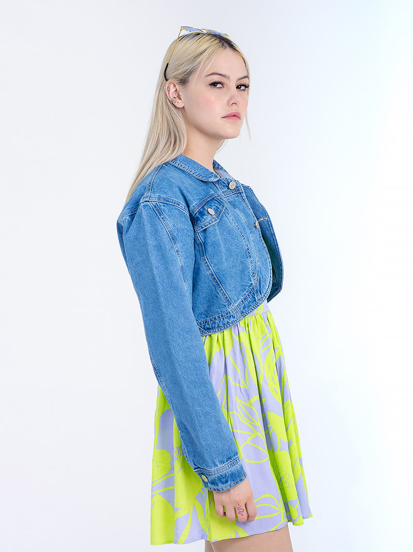 CHAQUETA CROPPED PINNA AZUL
