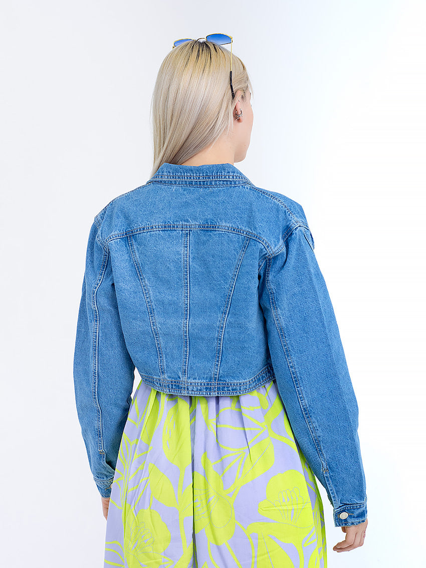 CHAQUETA CROPPED PINNA AZUL