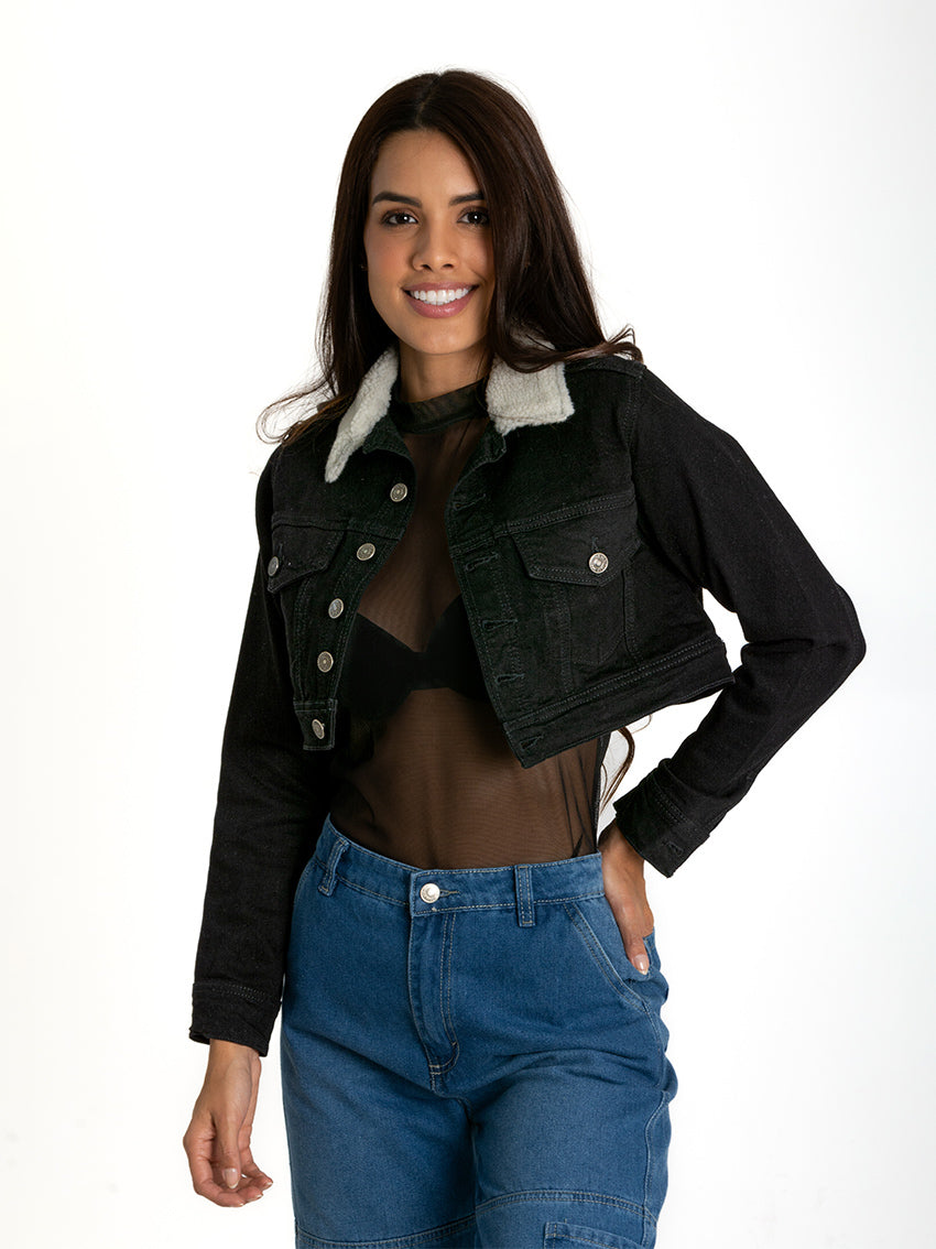 CHAQUETA JEAN CROP DAMARA