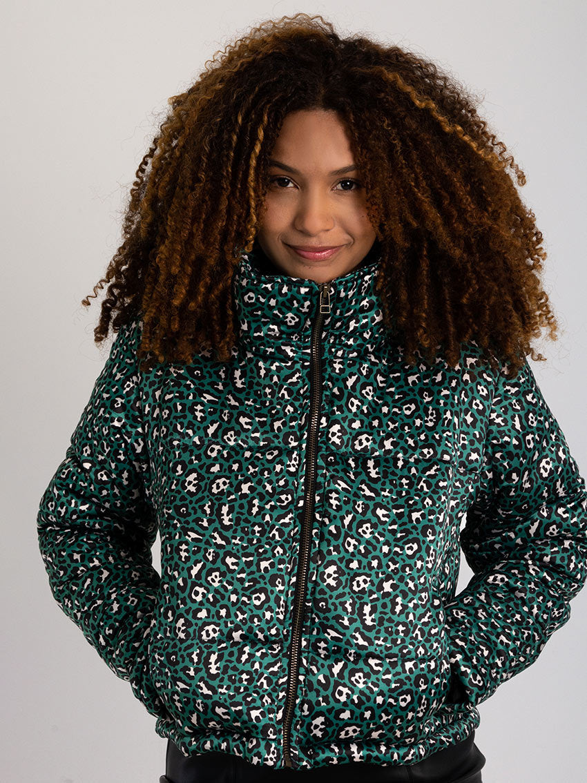 CHAQUETA PUFFER ANIMAL CLOE VERDE