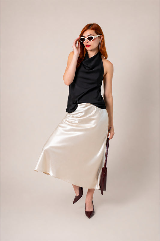 FALDA MIDI SATIN B-M 8557.
