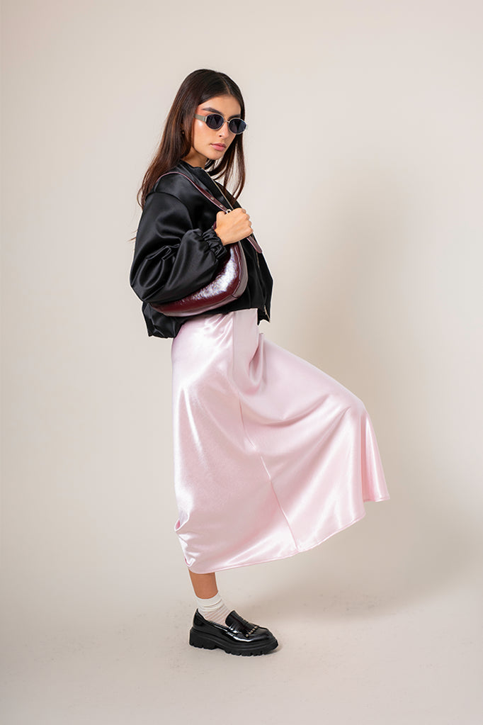 FALDA MIDI SATIN B-M 8557