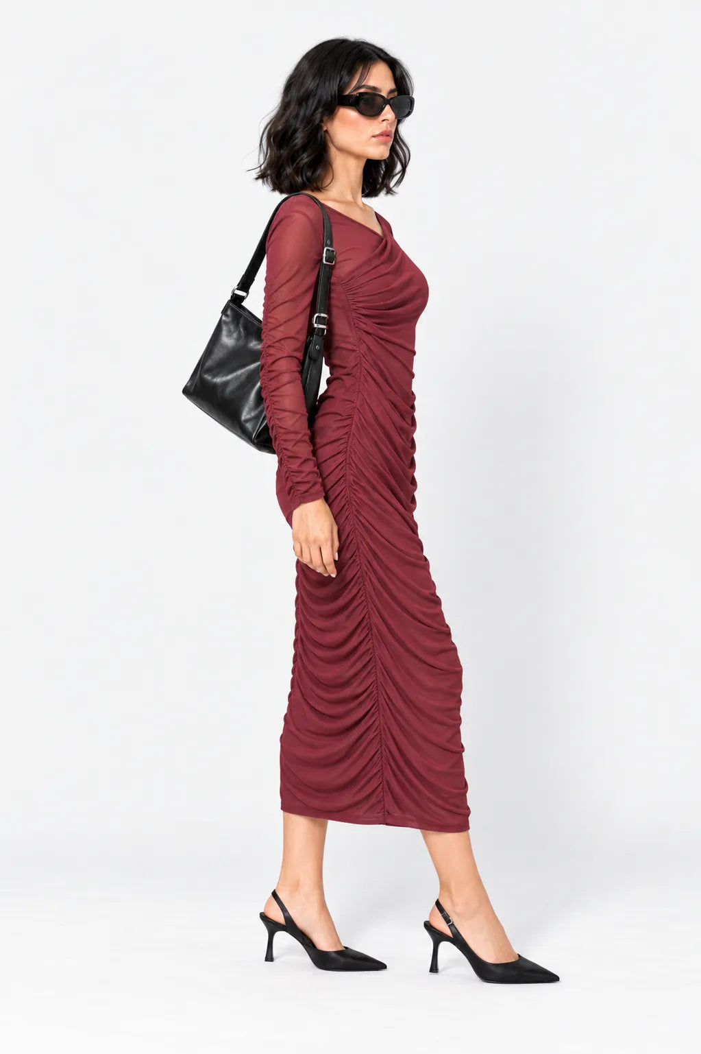 VESTIDO MANGA LARGA MESH B-M 8622