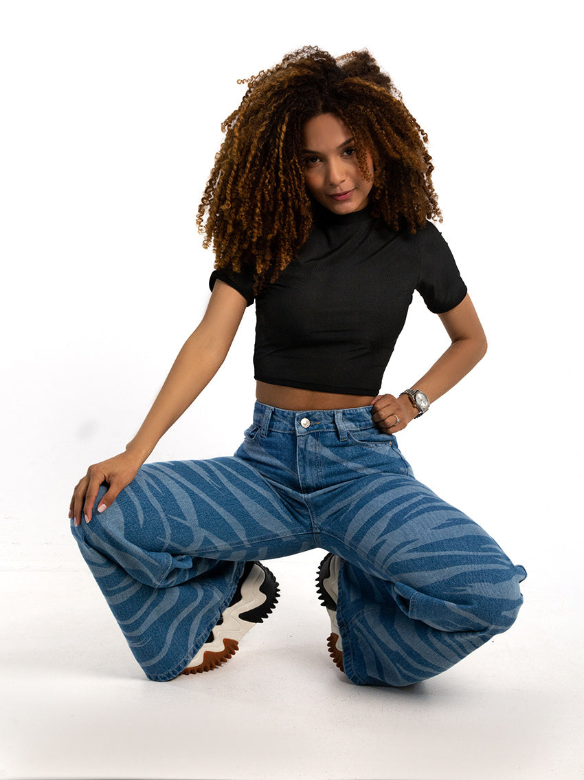 JEAN WIDE LEG BOHO AZUL