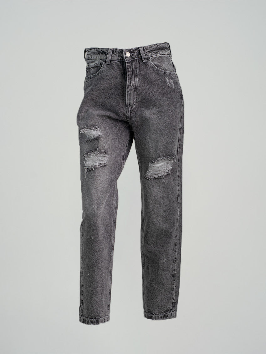 JEAN MOM FIT HIGRA GRIS