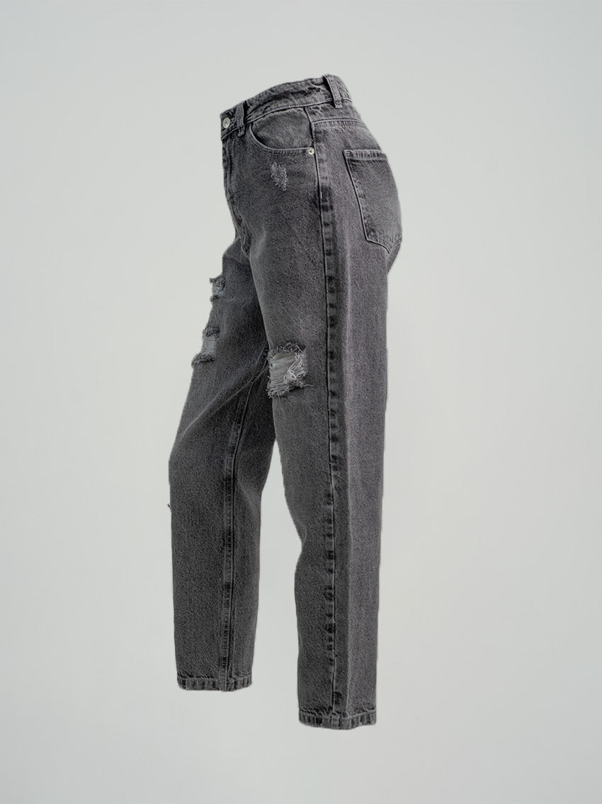JEAN MOM FIT HIGRA GRIS