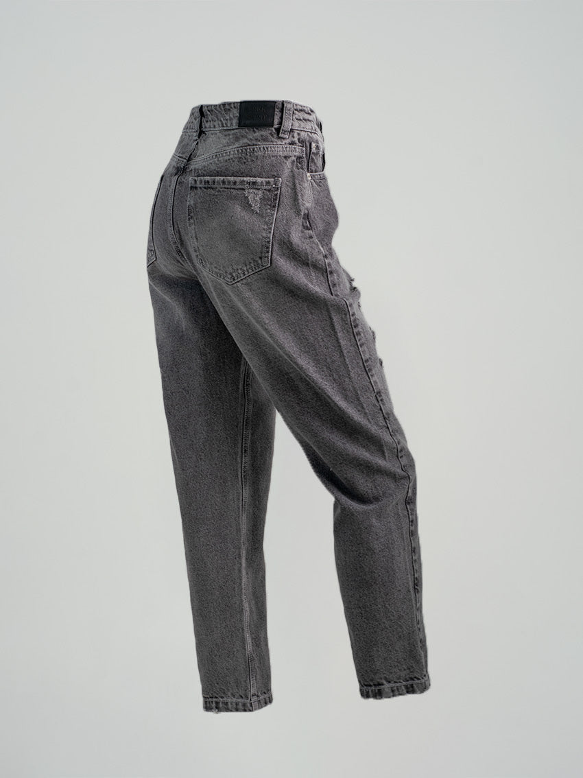 JEAN MOM FIT HIGRA GRIS
