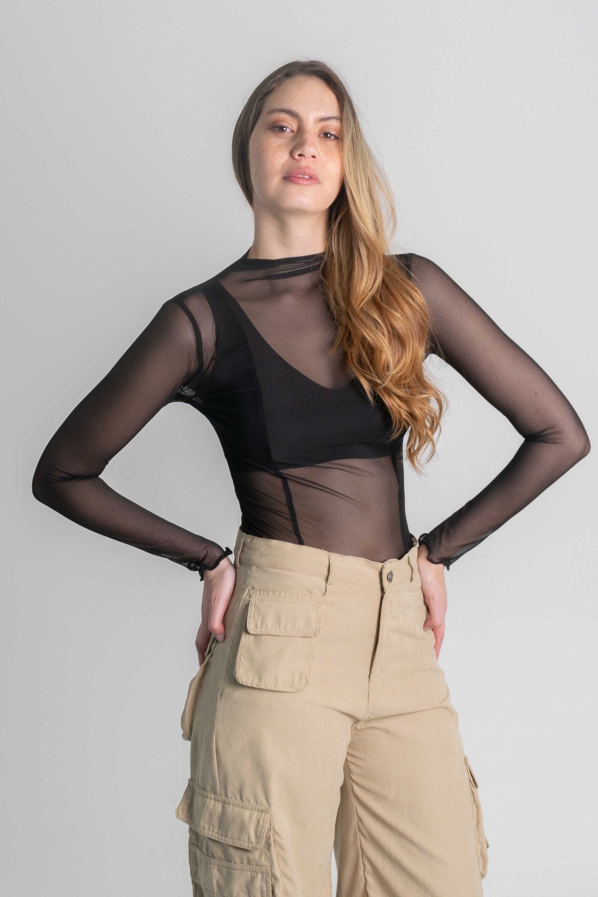 TOP MESH MANGA LARGA ANDIE