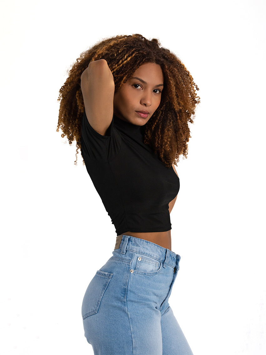 TOP CUELLO ALTO FARINA NEGRO