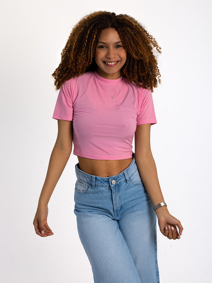TOP CUELLO ALTO FARINA ROSADO