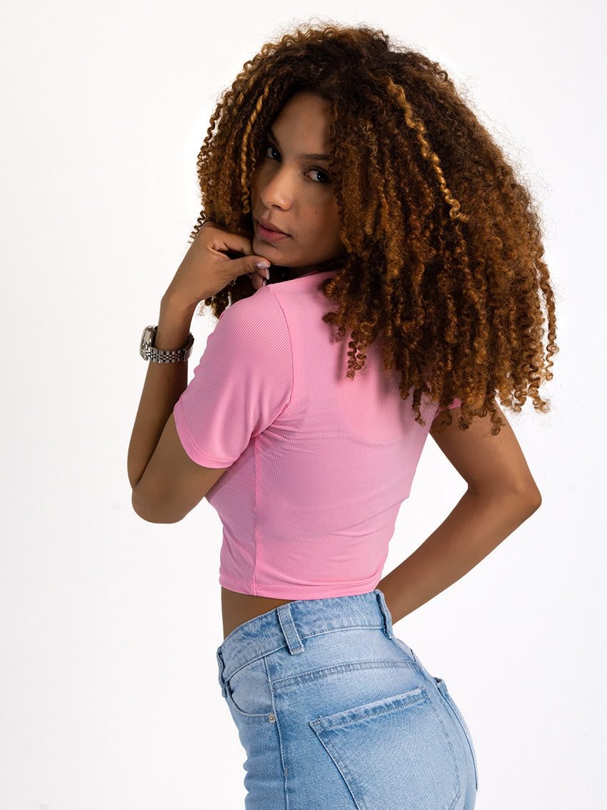 TOP CUELLO ALTO FARINA ROSADO