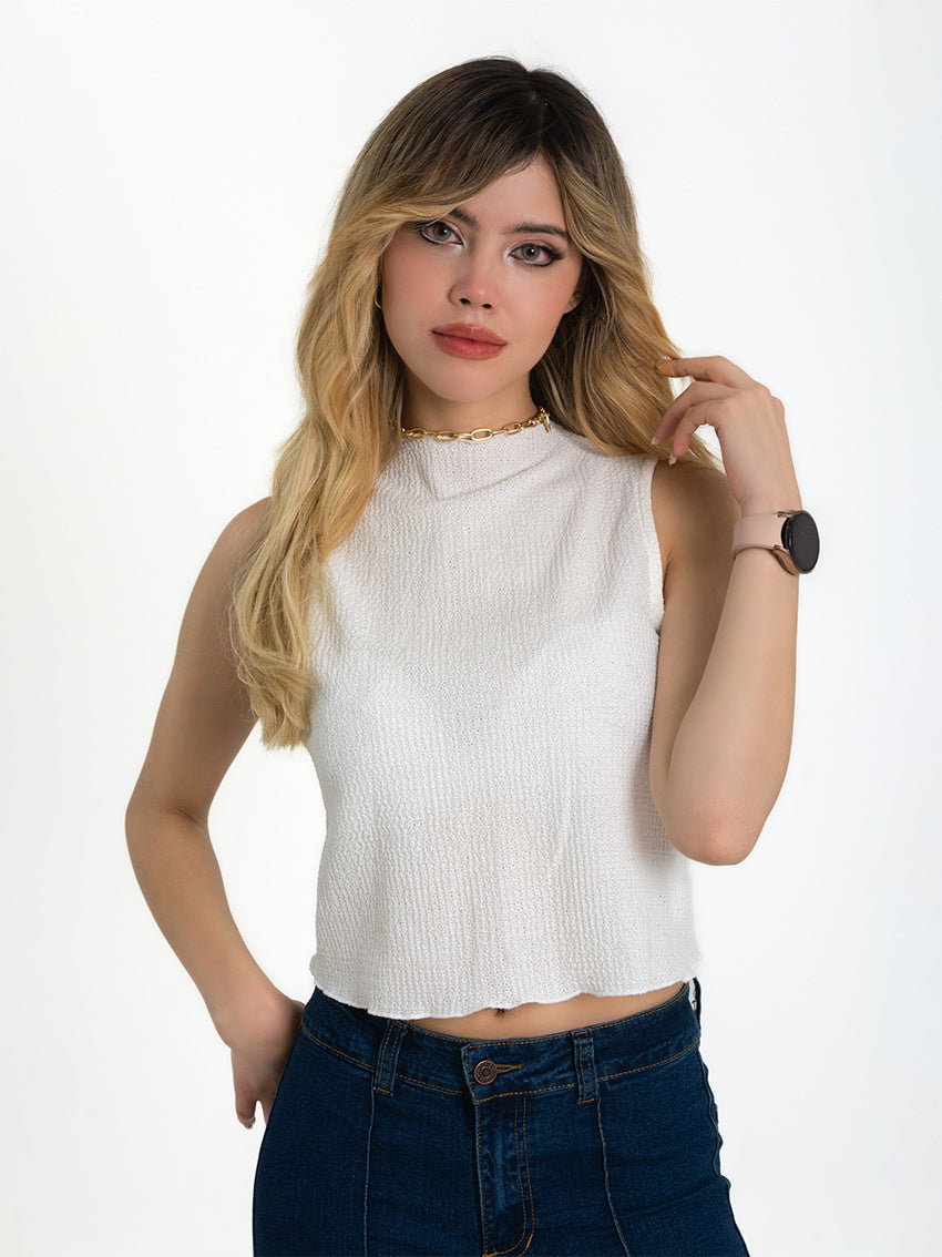 TOP CUELLO ALTO SAMARA IVORY