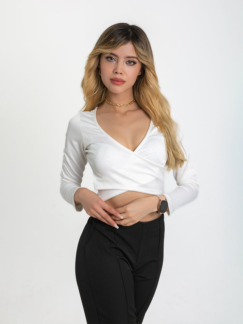 TOP MANGA LARGA CRISTAL IVORY