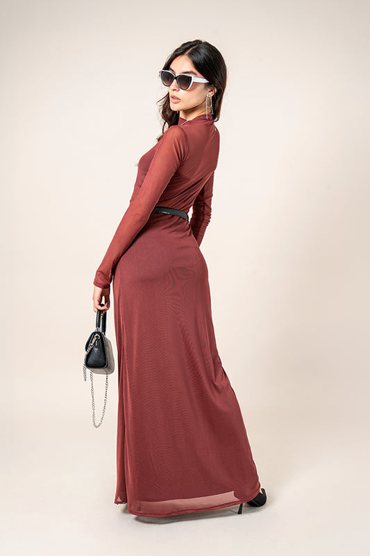 VESTIDO MANGA LARGA MESH B-F 8618.