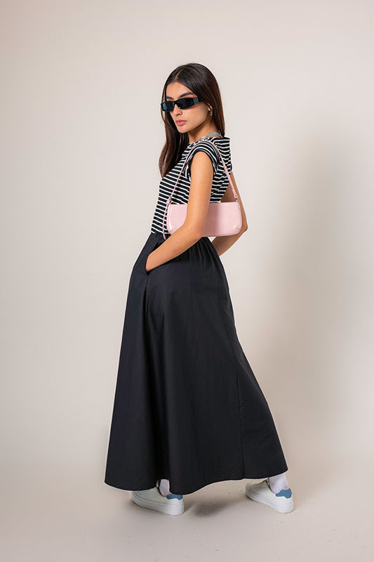 VESTIDO MIDI COMBINADO RAYAS B-M 8574