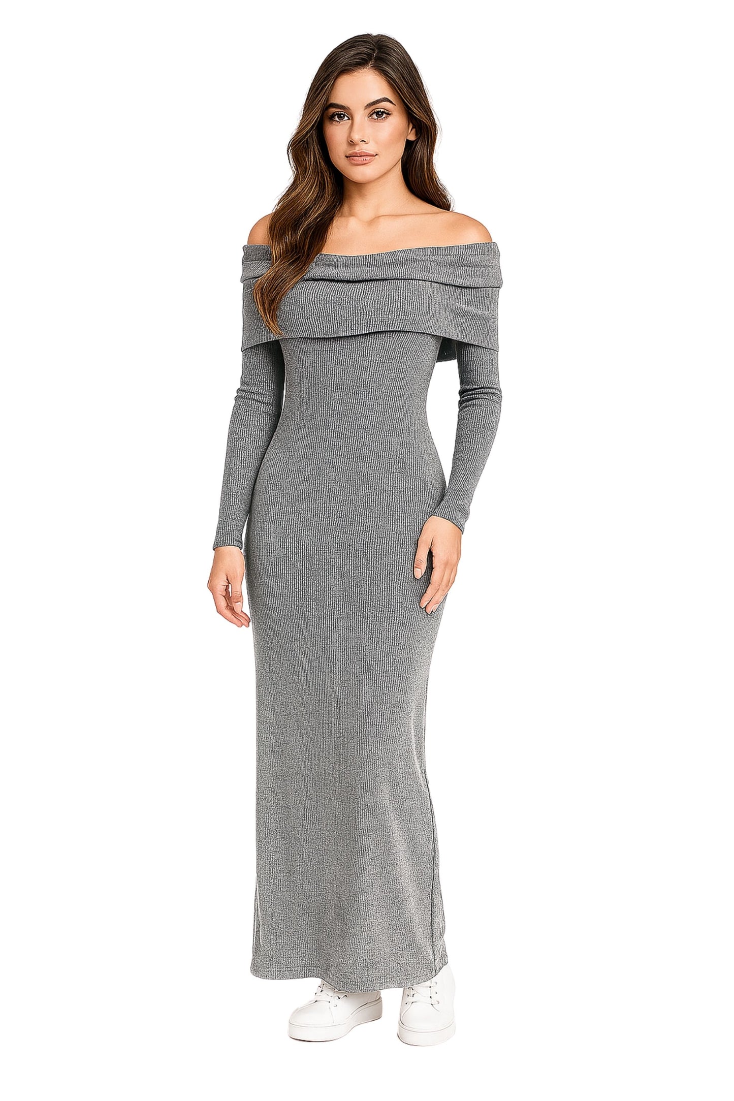 VESTIDO RIB HOMBROS DESCUBIERTOS 7149