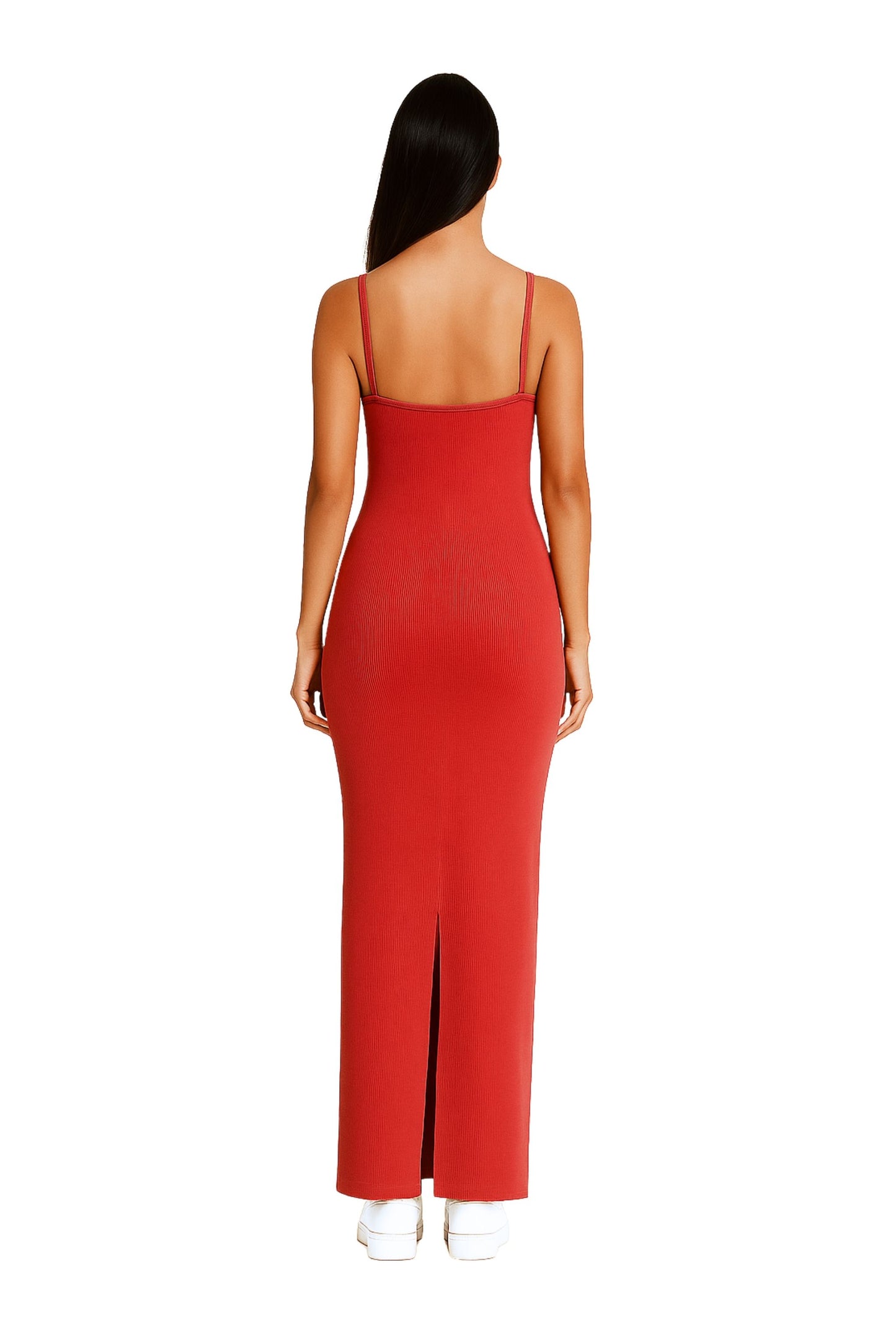 VESTIDO RIB LARGO AJUSTADO TIRANTES 7136