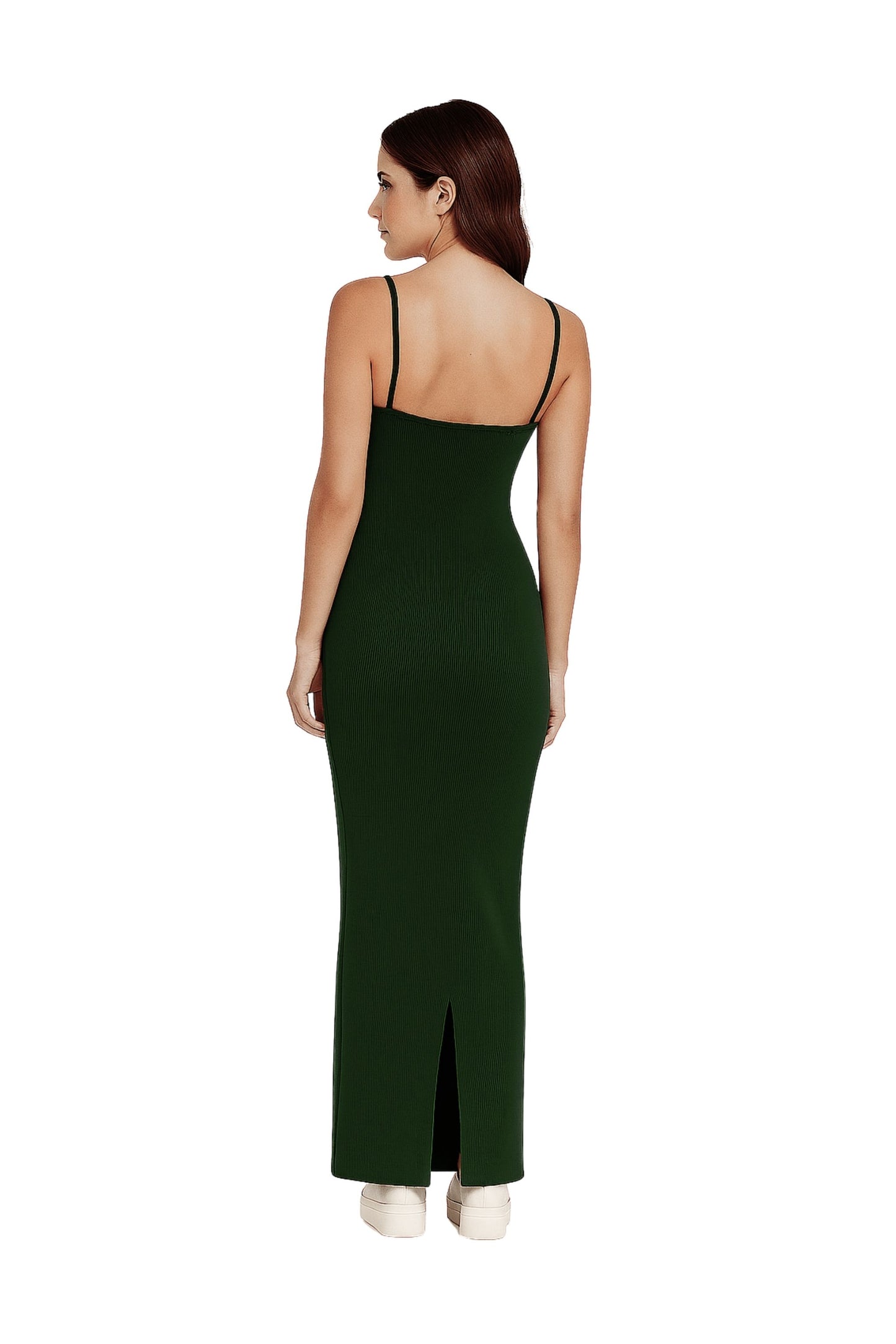 VESTIDO RIB LARGO AJUSTADO TIRANTES 7136