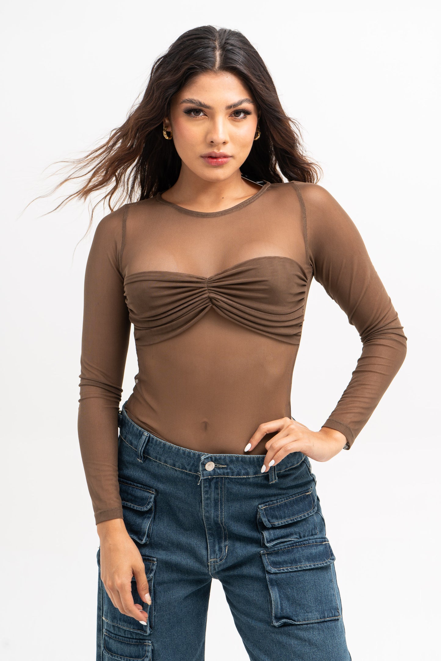 BLUSA DRAPEADA MESH BENNETT